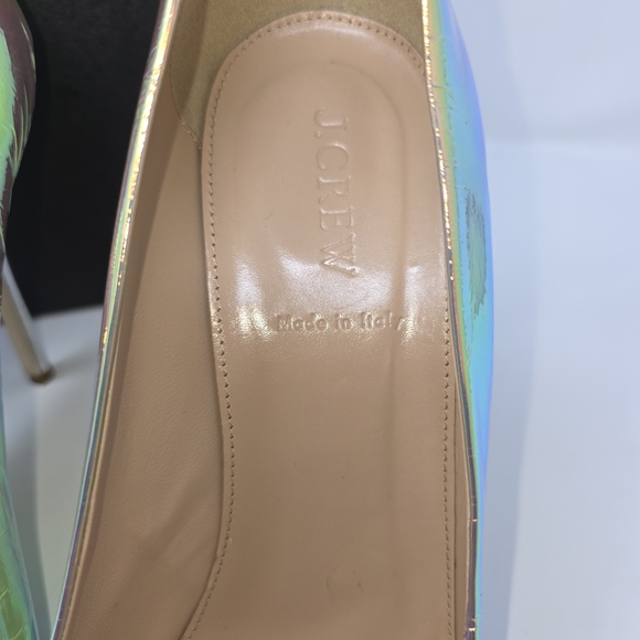 J.Crew Milk Iridescent Foil Hologram Roxie Pumps - Size 10 - Made in Italy - Picture 4 of 5